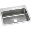 Elkay Lustertone Classic 27" Stainless Steel Kitchen Sink, 18 Gauge, Lustrous Satin, 1 Faucet Hole, LSR27221