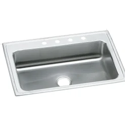 Elkay Lustertone Classic 33" Stainless Steel Kitchen Sink, 18 Gauge, Lustrous Satin, 1 Faucet Hole, LRS33221
