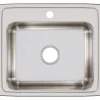 Elkay Lustertone Classic 22" Stainless Steel Kitchen Sink, 18 Gauge, Lustrous Satin, 1 Faucet Hole, LR22191