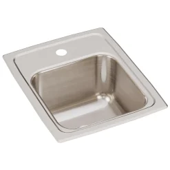 Elkay Lustertone Classic 13" Stainless Steel Kitchen Sink, 18 Gauge, Lustrous Satin, 1 Faucet Hole, LR13161