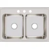 Elkay Lustertone Classic 33" Stainless Steel Kitchen Sink, 50/50 Double Bowl, 18 Gauge, Lustrous Satin, 3 Faucet Hole, LR33223