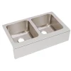 Elkay Lustertone Classic 33" Stainless Steel Farmhouse Sink, 50/50 Double Bowl, Lustrous Satin, No Faucet Hole, ELUHF332010