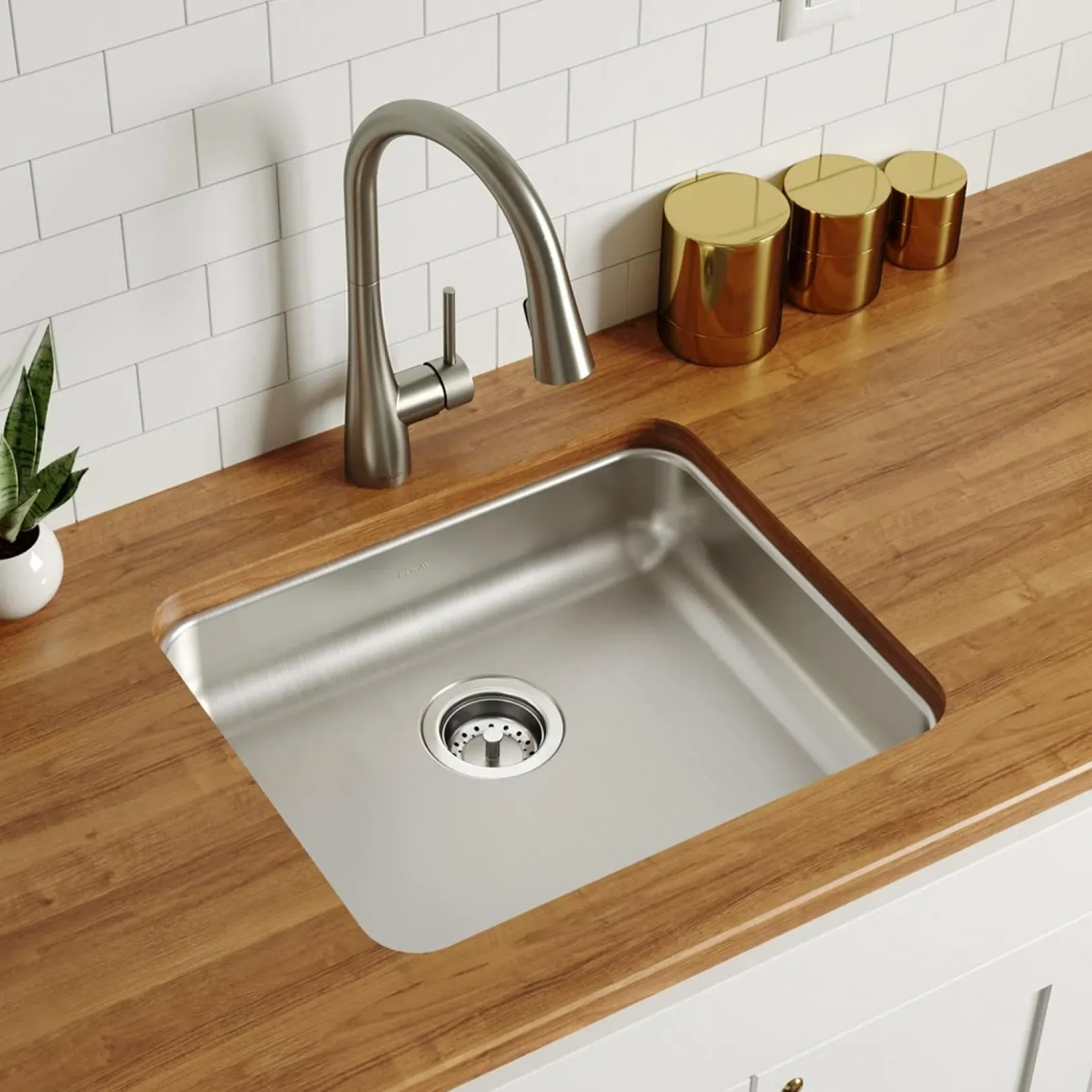 Elkay Lustertone Classic 22" Undermount Stainless Steel ADA Kitchen Sink, Lustrous Satin, 18 Gauge, ELUHAD191645