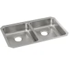 Elkay Lustertone Classic 31" Undermount Stainless Steel ADA Kitchen Sink, 50/50 Double Bowl, Lustrous Satin, 18 Gauge, ELUHAD311855