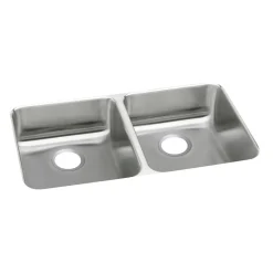 Elkay Lustertone Classic 36" Undermount Stainless Steel ADA Kitchen Sink, 50/50 Double Bowl, Lustrous Satin, 18 Gauge, ELUHAD361845