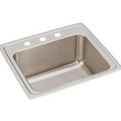 Elkay Lustertone 22" Stainless Steel Kitchen Sink, 18 Gauge, Lustrous Satin, 3 Faucet Hole, DLR2219103