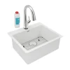 Elkay Quartz Classic 25" Drop In/Topmount Quartz Kitchen Sink Kit with Faucet, Single Bowl White, 5 Pre-scored Faucet Holes, ELG2522WH0FLC