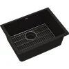 Elkay Quartz Classic 25" Undermount Quartz Kitchen Sink Kit, Black, ELGU2522BK0C