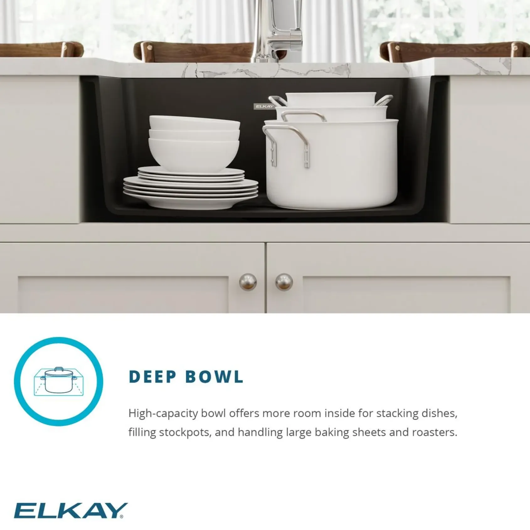Elkay Quartz Classic 25" Undermount Quartz Kitchen Sink Kit, Black, ELGU2522BK0C