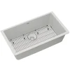 Elkay Quartz Classic 33" Undermount Quartz Kitchen Sink Kit, White, ELGRU13322WH0C