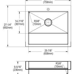 Elkay 30" Stainless Steel ADA Workstation Farmhouse Sink, Polished Satin, 1 Faucet Hole, ELDSSF30279DBG