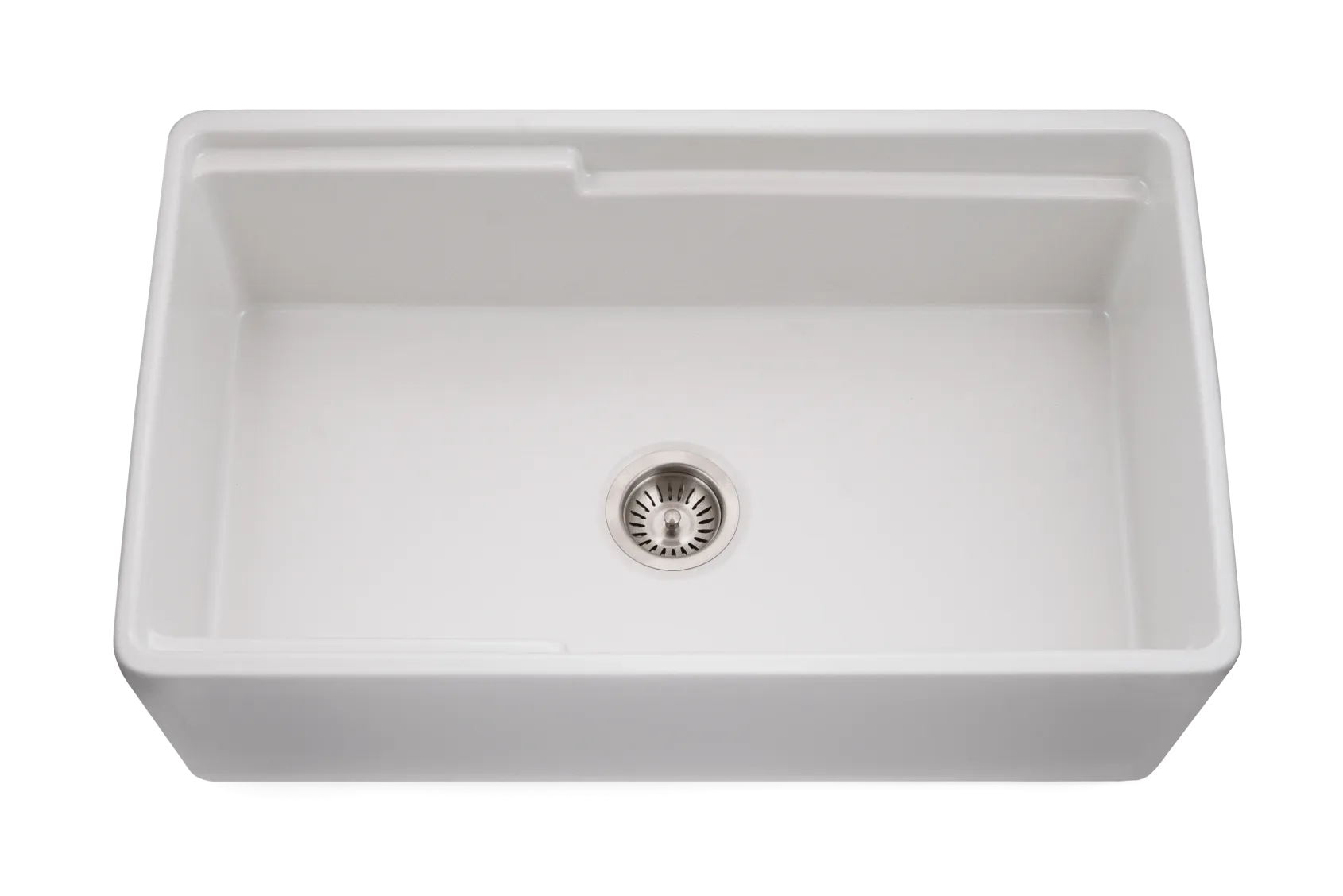 HamatUSA by Houzer Chelsea 33" Apron-Front Split-Level Workstation Single Bowl Fireclay Sink - White, CHE-3320SAW WH-C