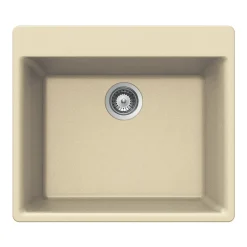 Houzer 24" Composite Granite Topmount Single Bowl Kitchen Sink, Biscuit, G-100 SAND