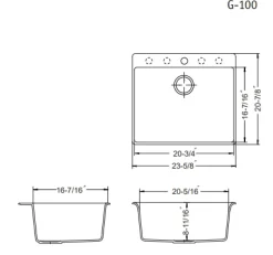 Houzer 24" Composite Granite Topmount Single Bowl Kitchen Sink, Brown, G-100 MOCHA