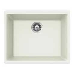 Houzer 24" Composite Granite Undermount Single Bowl Kitchen Sink, White, G-100U CLOUD
