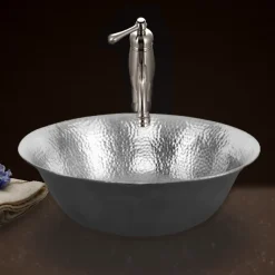 Houzer 16" Copper Bathroom Vessel Sink, Pewter, HW-SIE2V