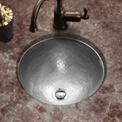Houzer 15" Copper Flat Lip Bathroom Sink, Pewter, HW-CLA2RF