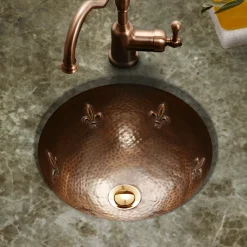Houzer 15" Copper Flat Lip Bathroom Sink, HW-FAM1RF