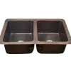 Houzer 34" Copper Undermount Double Bowl Kitchen Sink, HW-CHA12