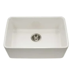 Houzer 23" Fireclay Undermount Single Bowl Kitchen Sink, Biscuit, Platus Series, PTU-2400 BQ