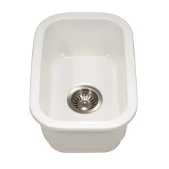 Houzer 12" Fireclay Undermount Bar Sink, White, Platus Series, PTB-1318 WH