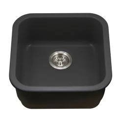 Houzer 19" Fireclay Undermount Bar Sink, Black, Platus Series, PTB-1919 BL