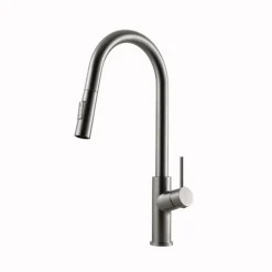 Houzer 1.75 GPM Kevali Series Brushed Nickel Single Handle Pull-Down Kitchen Faucet - Brass, KEV-151-BN