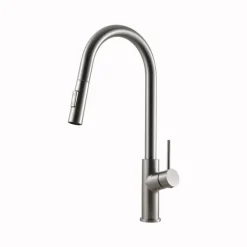 Houzer 1.75 GPM Kevali Series Brushed Nickel Fingerprint-Free Finish Single Handle Pull-Down Kitchen Faucet - Brass, KEV-151-BF