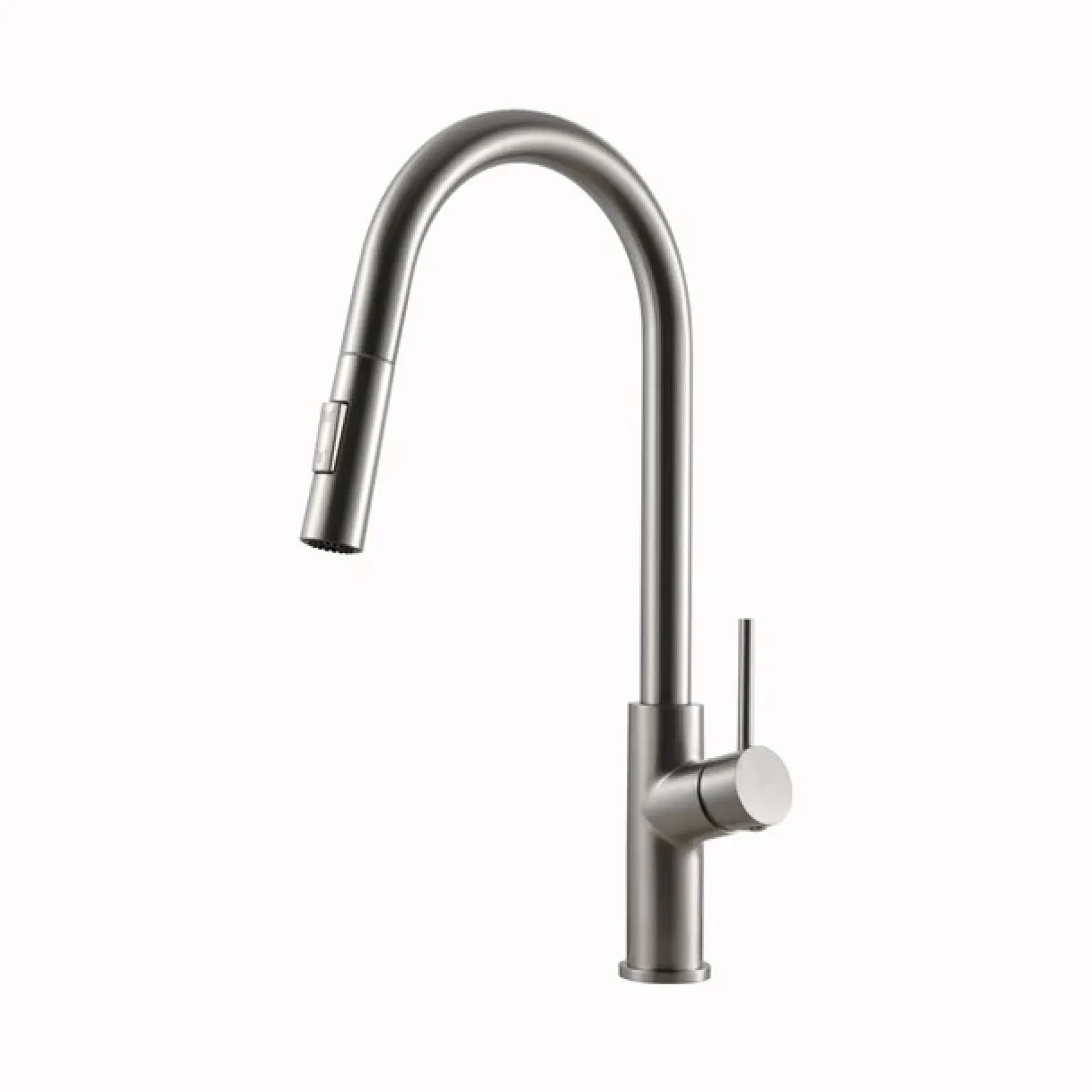 Houzer 1.75 GPM Kevali Series Brushed Nickel Fingerprint-Free Finish Single Handle Pull-Down Kitchen Faucet - Brass, KEV-151-BF