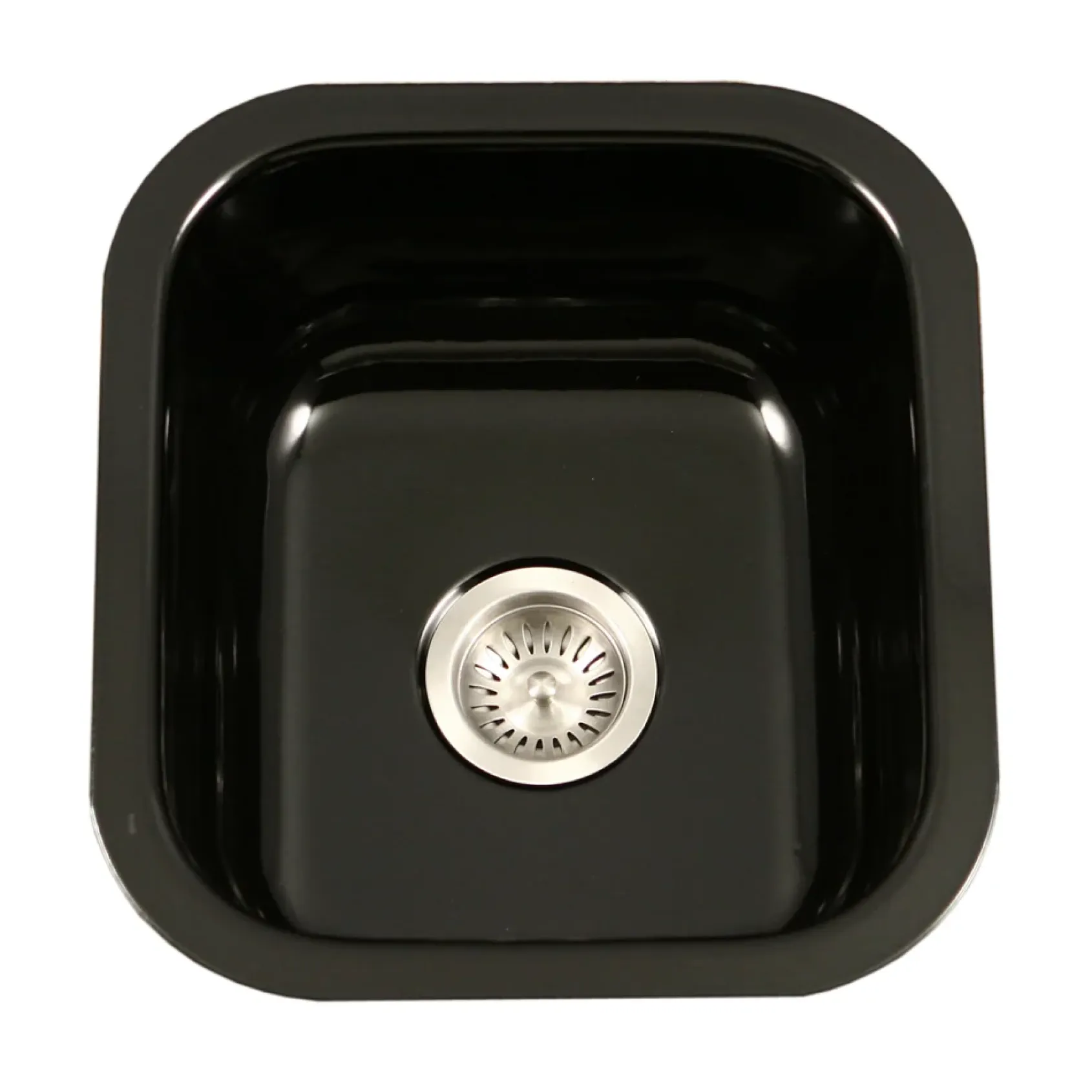Houzer 16" Porcelain Enamel Steel Undermount Bar/Prep Sink, Black, PCB-1750 BL