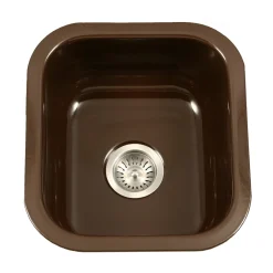 Houzer 16" Porcelain Enamel Steel Undermount Bar/Prep Sink, Brown, PCB-1750 ES