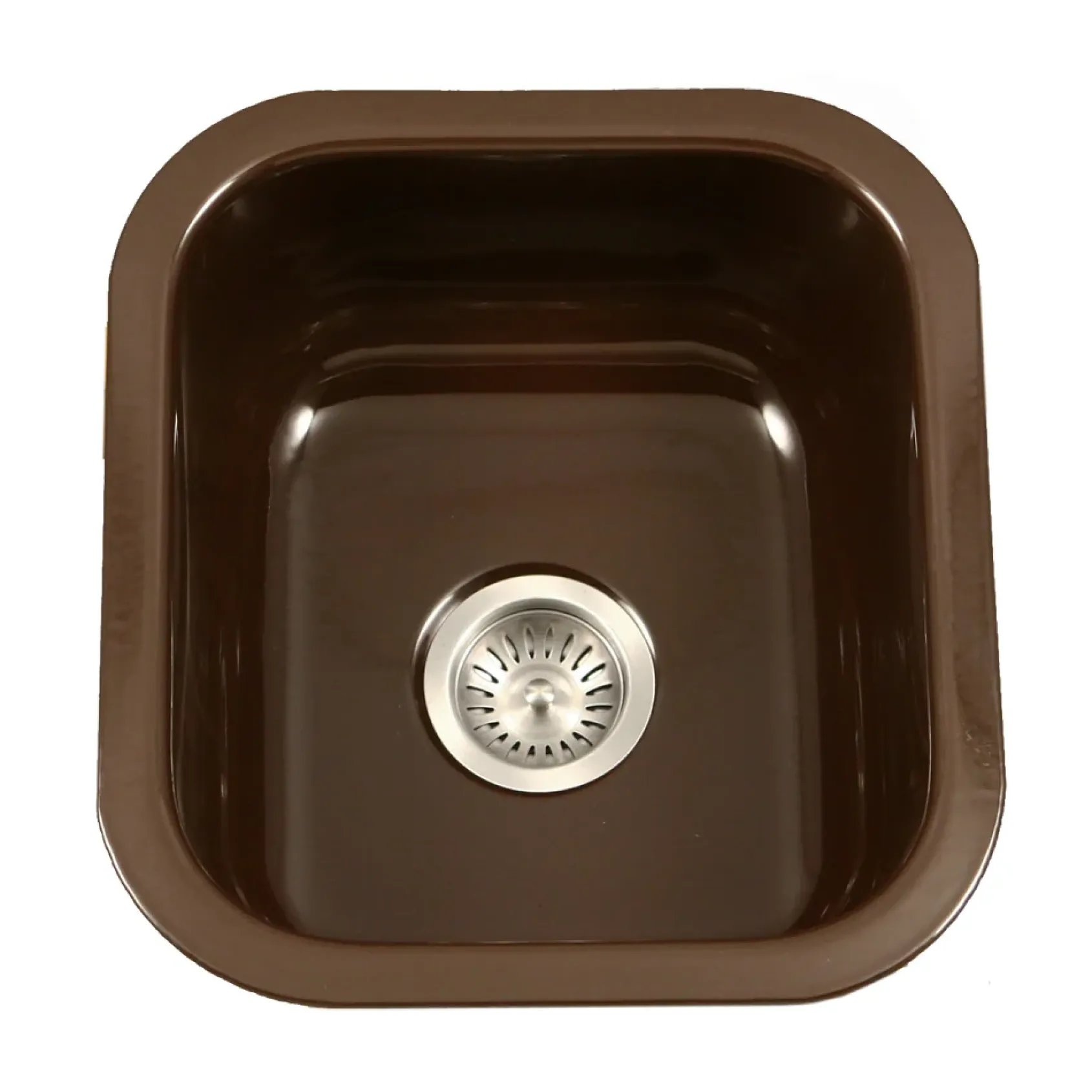 Houzer 16" Porcelain Enamel Steel Undermount Bar/Prep Sink, Brown, PCB-1750 ES