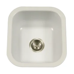 Houzer 16" Porcelain Enamel Steel Undermount Bar/Prep Sink, White, PCB-1750 WH