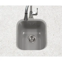 Houzer 16" Porcelain Enamel Steel Undermount Bar/Prep Sink, Gray, PCB-1750 SL