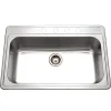 Houzer 33" Stainless Steel Topmount Large Single Bowl Kitchen Sink, 18 Gauge, PGS-3122-4-1
