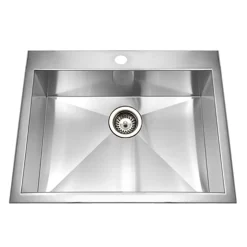 Houzer 25" Stainless Steel Topmount Zero Radius Single Bowl Kitchen Sink, 18 Gauge, BCS-2522