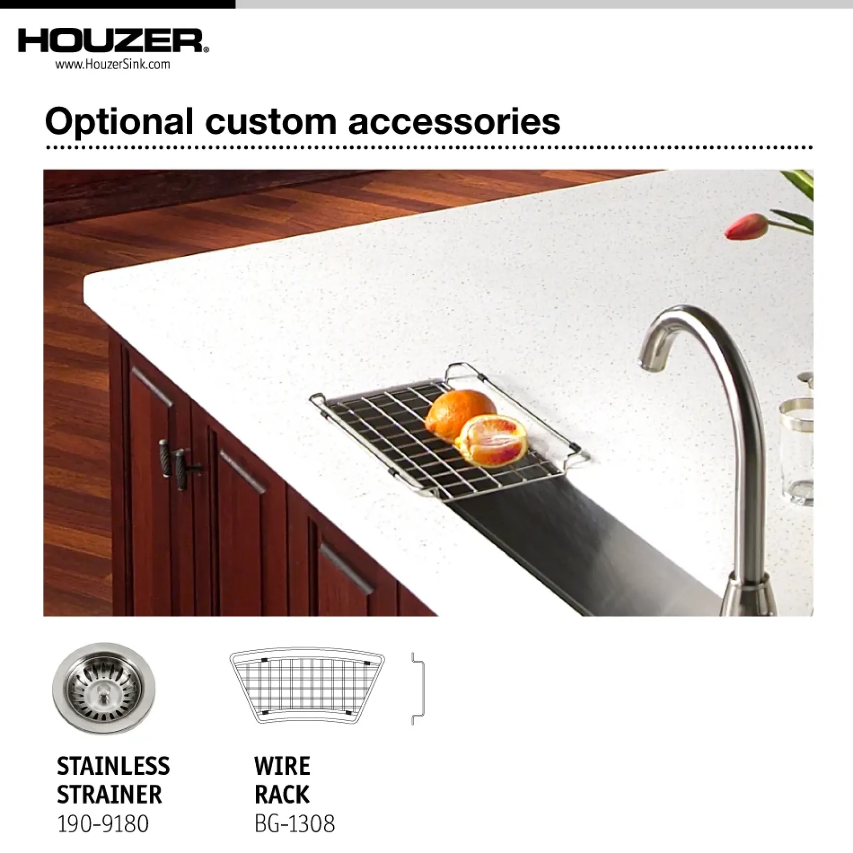 Houzer 33" Stainless Steel Undermount Bar/Prep Sink, Curved, CTC-3312