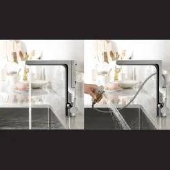Houzer Ascend Integrated Pull Up Kitchen Faucet Rubbed Bronze, ASCPU-460-OB