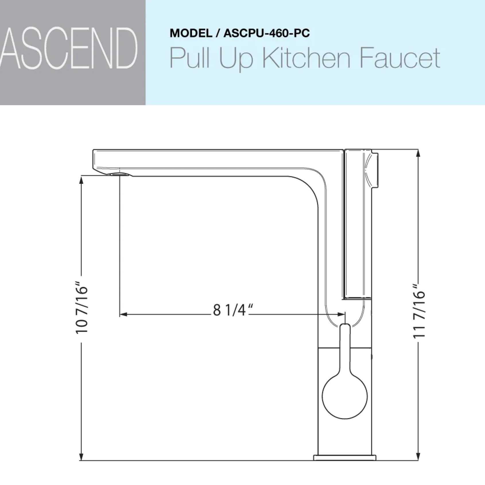 Houzer Ascend Integrated Pull Up Kitchen Faucet with CeraDox Technology Polished Chrome, ASCPU-460-PC