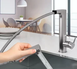 Houzer Ascend Pull Out Kitchen Faucet with CeraDox Technology Polished Chrome, ASCPO-460-PC