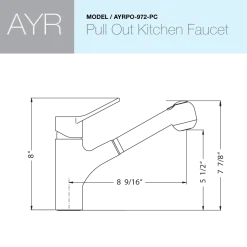 Houzer Ayr Pull Out Kitchen Faucet with CeraDox Technology Polished Chrome, AYRPO-972-PC
