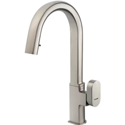 Houzer Azura Hidden Pull Down Kitchen Faucet Brushed Nickel, AZUPD-968-BN