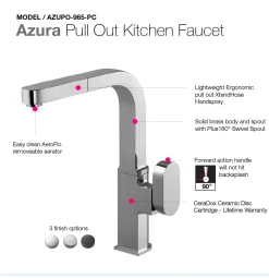 Houzer Azura Pull Out Kitchen Faucet with CeraDox Technology Polished Chrome, AZUPO-965-PC