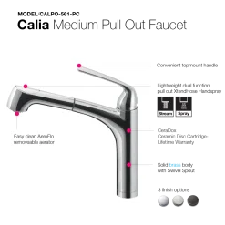 Houzer Calia Pull Out Kitchen Faucet with CeraDox Technology Polished Chrome, CALPO-561-PC