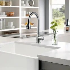 Houzer Camden Pull Down Kitchen Faucet with CeraDox Technology Polished Chrome, CAMPD-368-PC