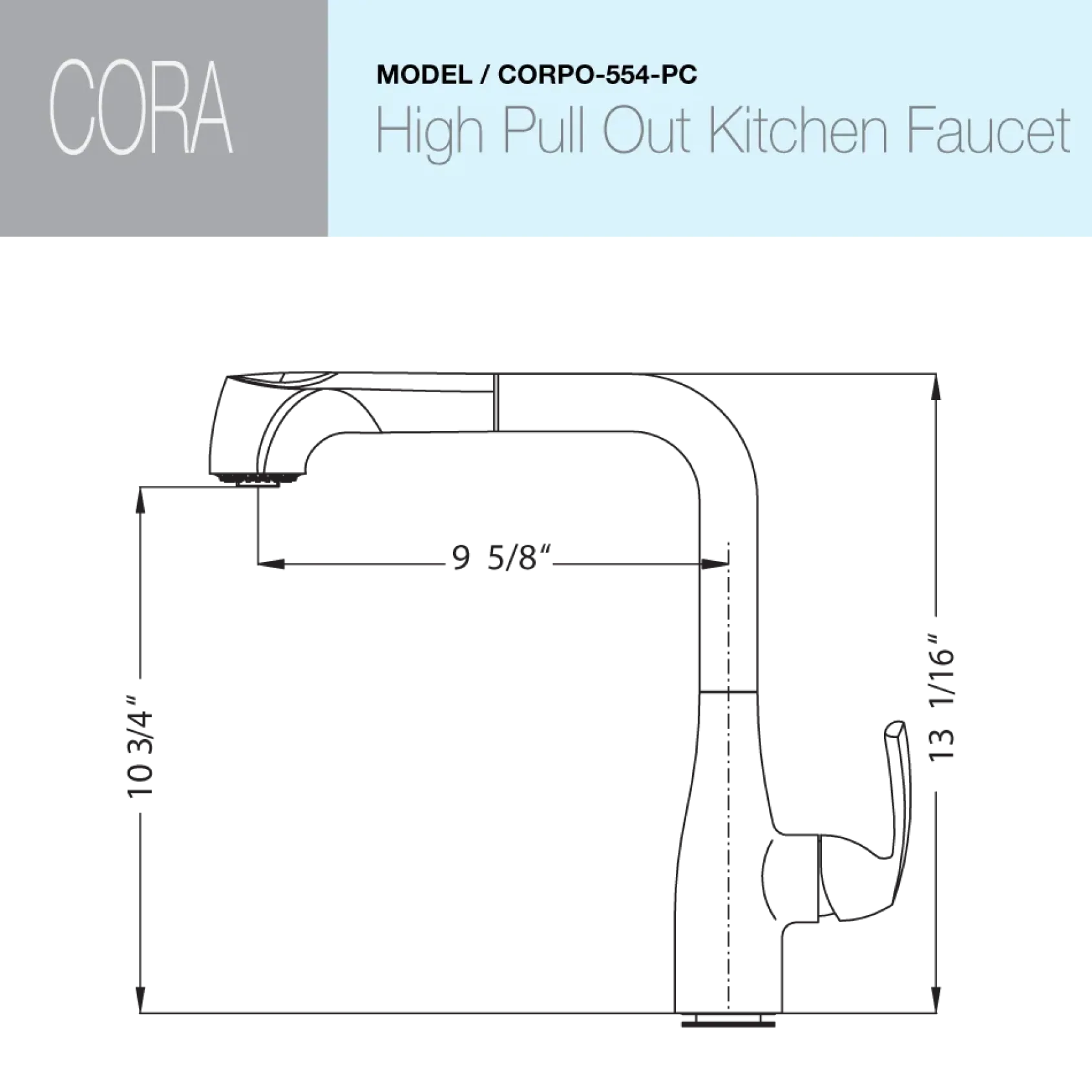 Houzer Cora Pull Out Kitchen Faucet with CeraDox Technology Polished Chrome, CORPO-554-PC