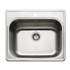 Houzer Laundry 25 inch Stainless Steel Drop-in Topmount 1-hole Single Bowl Sink with 12 inch Depth - 18 Gauge, LTS-2522-1