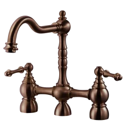 Houzer Lexington Bridge Kitchen Faucet with Sidespray Antique Copper, LEXBS-956-AC