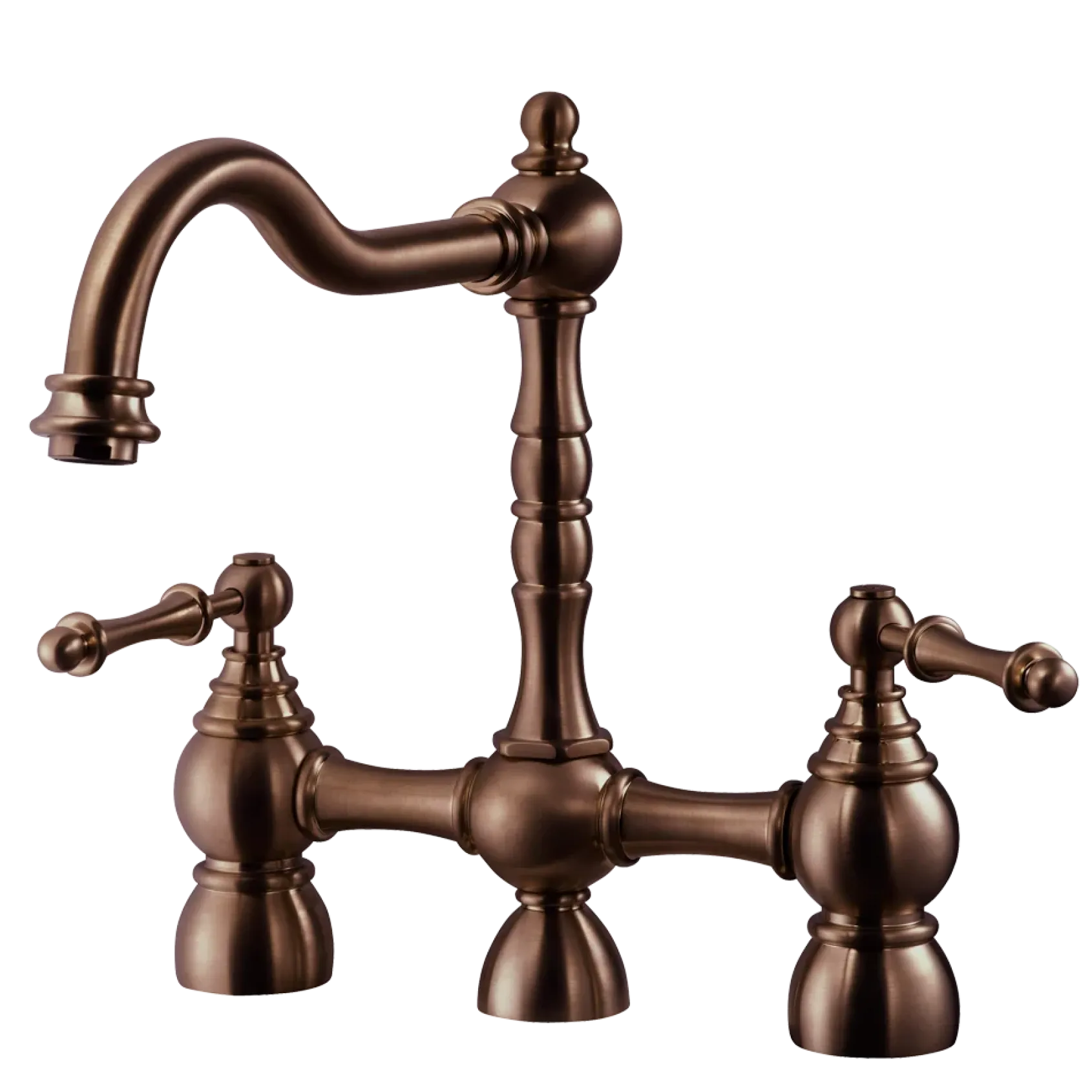Houzer Lexington Bridge Kitchen Faucet with Sidespray Antique Copper, LEXBS-956-AC