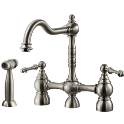 Houzer Lexington Bridge Kitchen Faucet with Sidespray Brushed Nickel, LEXBS-956-BN
